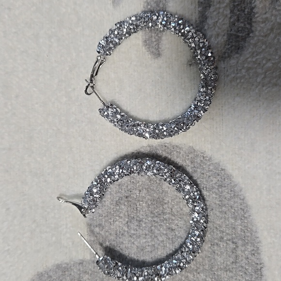 Elegant Silver Hoop Earrings - Picture 4 of 4
